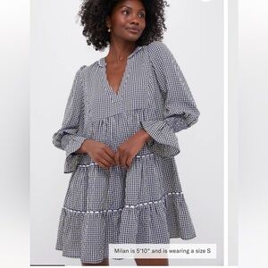 Navy and off white Kenzo Gingham Pomander Place Dress